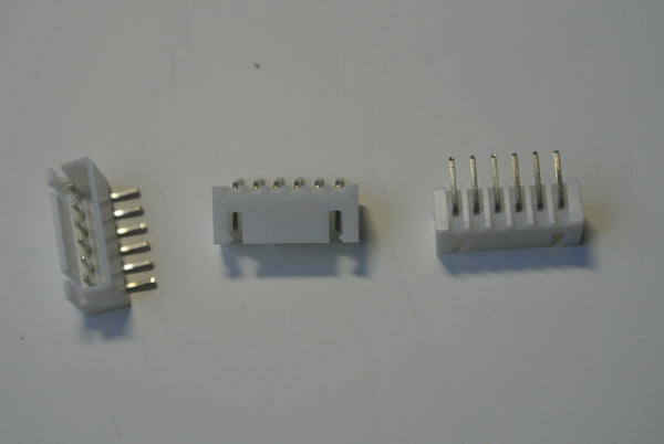XH Connector 2.5mm(0.098") pitch Header Through Hole Right Angle 6 positions x1000pcs